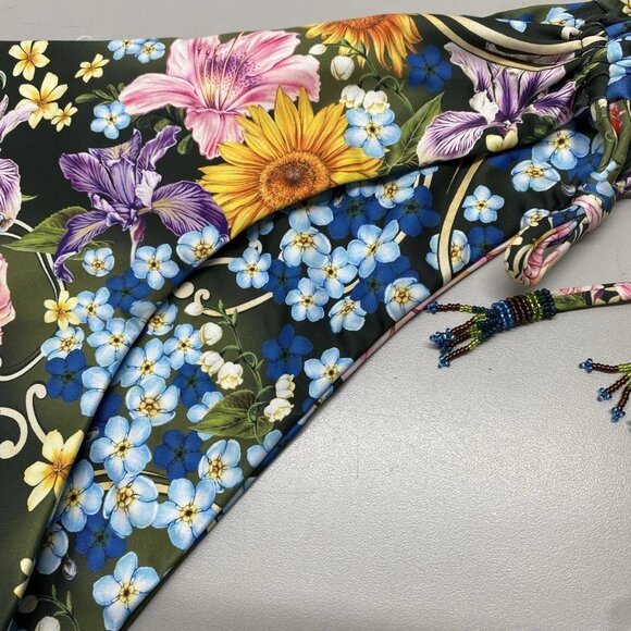 NEW AQUA BENDITA  Eda Side Tassel Bikini Bottom Blue/Green Floral Size 3XL - Picture 11 of 13